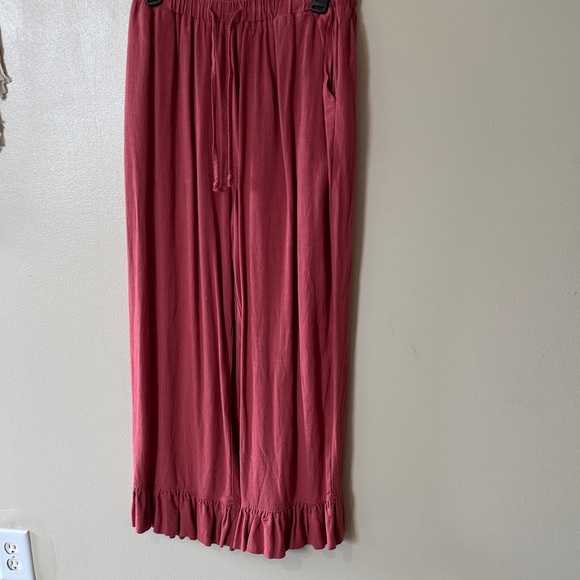 Tarse Pants - Tarse burnt Red Ruffle linen Pants